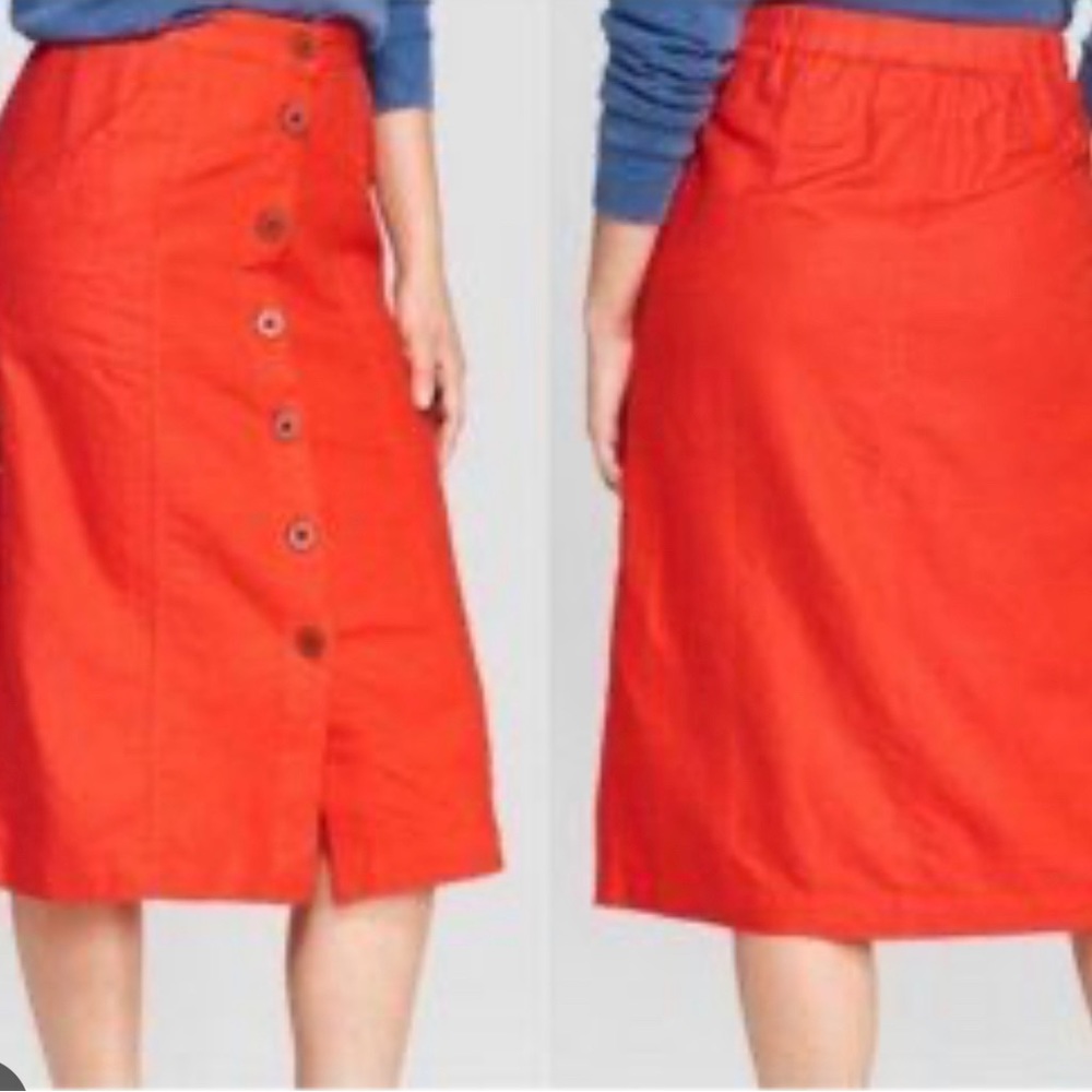 Universal Thread Red/Orange Button Front Skirt | Color: Orange/Red Medium